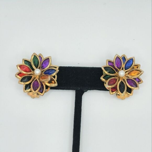 Vintage Gold Bezel set Gold crystal Demi Parure earrings necklace Set - Picture 8 of 15